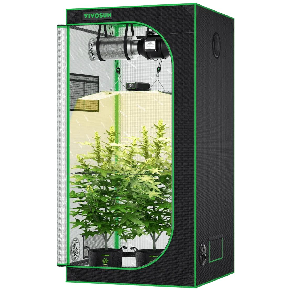Vivosun Starter Grow Tent Kit, 3 × 3ft 3-Plant System, WiFi-Controlled Grow System with Full Spectrum LED Grow Light, Automatic Ventilation, GrowHub Outlet A22 with Temperature and Humidity Sensor - Image 8