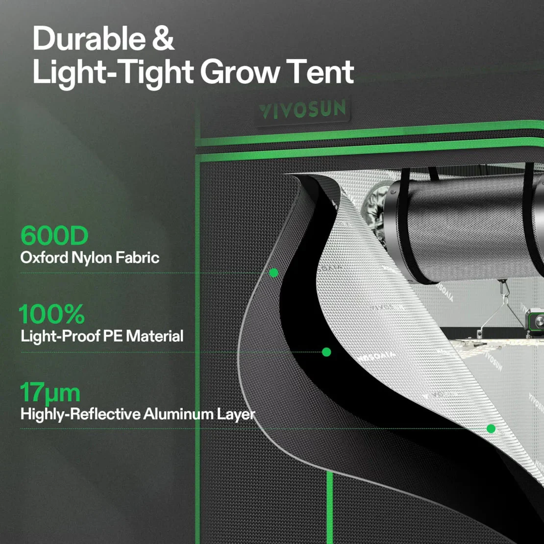 Vivosun Starter Grow Tent Kit, 4 × 2ft 2-Plant System, WiFi-Controlled Grow System with Full Spectrum LED Grow Light, Automatic Ventilation, GrowHub Outlet A22 with Temperature and Humidity Sensor - Image 3